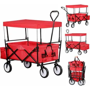 Zahradní vozík Timeless Tools Skládací vozík se stříškou červený