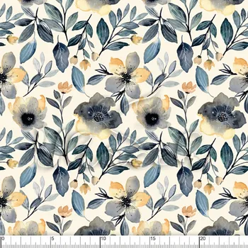 Zakázkový tisk, softshell, kočárkovina... Zlatošedé květy Látky k tisku: Kočárkovina