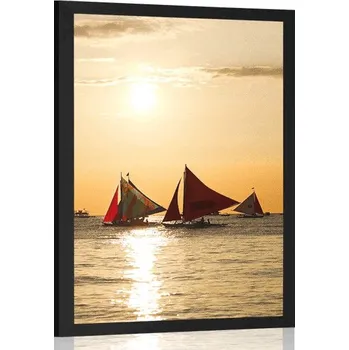 Plakát Dovido Plakát plachetnice při západu slunce