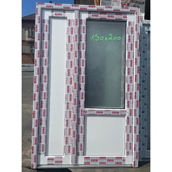 Vchodové dveře SOFT vchodové plastové dveře BARCELONA 2, bílá/bílá, 130x200 cm, (dvoukřídlé plastové dveře 130x200 cm, vč. rámu)