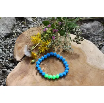 Náramek NEONIES KOSTKY- CHLAPECKÝ NÁRAMEK MODRO ZELENÝ 13 cm