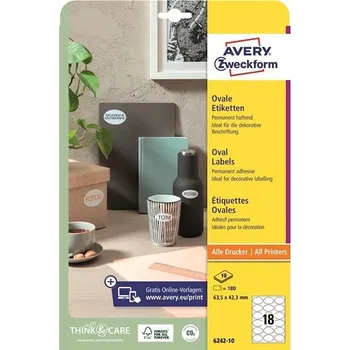 Barevný papír Avery Zweckform 6242-10 Oválné samolepící etikety