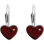 Stříbrné náušnice ve tvaru srdce červené Siam