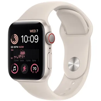 Chytré hodinky Apple Watch SE 2022 GPS + Cellular 40 mm, hvězdně bílý hliník s hvězdně bílým sportovním řemínkem