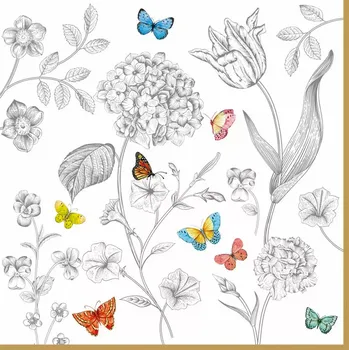 Papírový ubrousek Easy Life, Itálie Easy Life - Papírový ubrousek Fleurs Et Papillons - 20 ks
