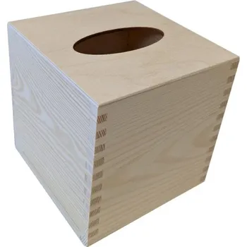 Úložný box Dřevěná krabička na kapesníky, čtvercová, 13 x 13 x 13 cm
