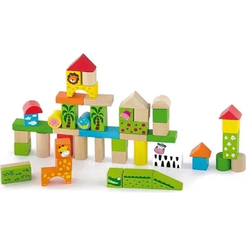 Dřevěná hračka Dřevěné kostky pro děti Viga ZOO 50 dílů Barva: multicolor