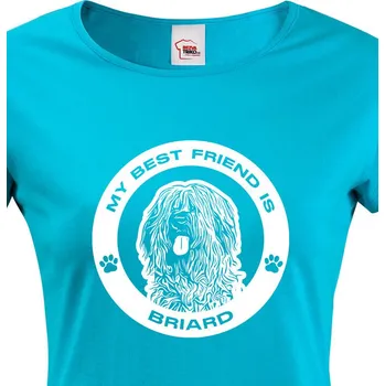 Dámské tričko Dámské tričko Briard kulatý motiv, Barva Modrá, Velikost M, Canvas Dámské tričko s krátkým rukávem 1349