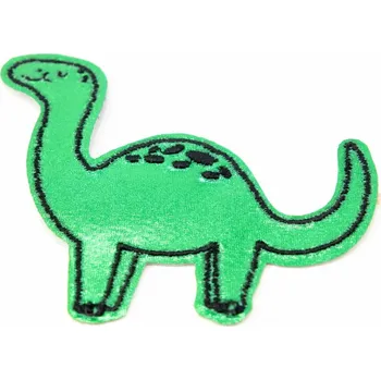 Nažehlovací záplata - Brontosaurus - zelená, modrý, světle zelená - rozměr 6,5 cm x 8 cm Brontosaurus zelená