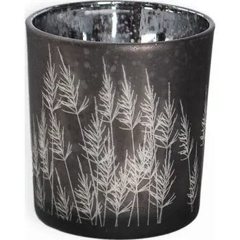 Svícen svícen d7,3cm,v.8cm, antracit mat/stříb., sklo