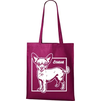 Plátěná taška Čivava, Barva Purpurová, Velikost 40×45 cm, Canvas Nákupní taška Bezvatriko.cz 1052 - DTF/DTG