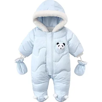 Kojenecké oblečení Zimní kojenecká kombinéza s rukavičkami - panda Barva: modrá, Velikost: 6M