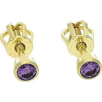 Náušnice Goldstore Zlaté náušnice pecky synt. ametyst Váha: 0.87 g