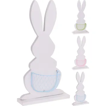 Velikonoční dekorace Dekorace velikonoční zajíček s košíkem 47 cm dřevo