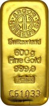 Argor Heraeus SA Švýcarsko investiční zlatý slitek 500 g