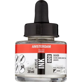 Akrylový inkoust Amsterdam - 800 Silver Objem: 30 ml