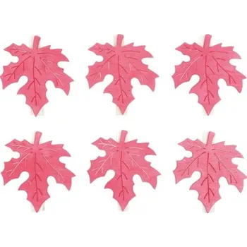 Vánoce List dřevěný na kolíčku 6 cm, 6 ks, červený