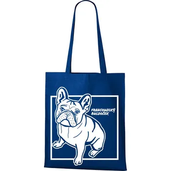 Plátěná taška Francouzský buldoček, Barva Modrá, Velikost 40×45 cm, Canvas Nákupní taška Bezvatriko.cz 1046