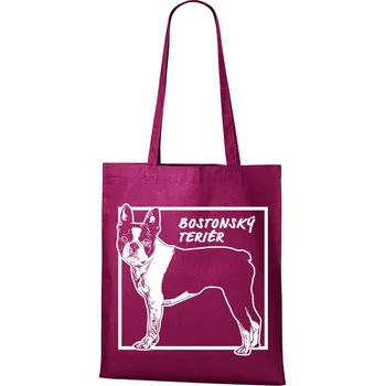 Nákupní taška Plátěná taška Bostonský teriér, Barva Purpurová, Velikost 40×45 cm, Canvas Nákupní taška Bezvatriko.cz 1348