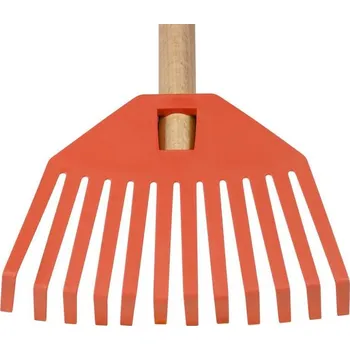 Hrábě Hrábě dětské zahradní oranžové plastové s dřevěnou násadou