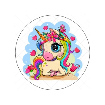 Jedlá dekorace na dort JEDNOROŽEC ležící, VARIANTA Jedlý papír 1548