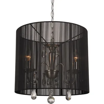 Černý kulatý lustr Merel - Ø40 x 120 cm / 3*E14