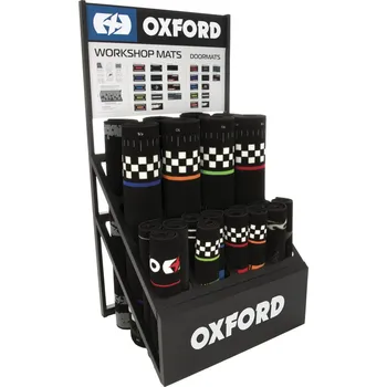 Motodoplněk Prezentační stojan na koberce pod moto a vstupní rohožky, OXFORD (ŠxHL = 800x800 mm)