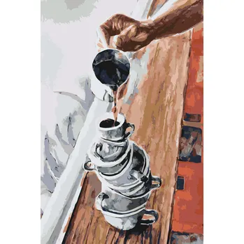 Malování podle čísel - Milovník kávy Velikost: 40x60cm, Rámování: Pouze srolované plátno