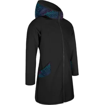 Dámský kabát Unuo Dámský softshellový kabát s fleecem černý/temná mandala XXL