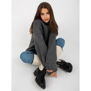 Dámský svetr Dámský svetr volný oversize RUE PARIS tmavě šedý
