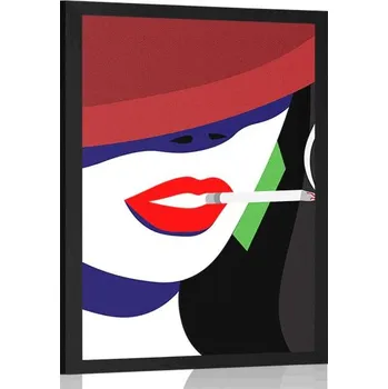 Plakát Dovido Plakát žena v klobouku v pop art stylu