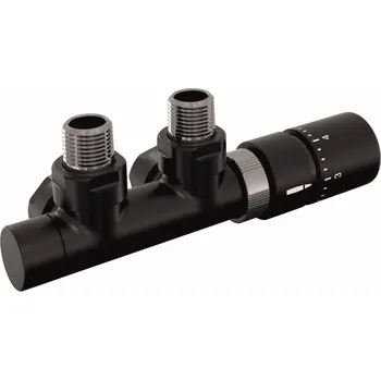 Radiátor Zehnder Set P armatura rohová, rozteč 50 mm, s regulační hlavicí vpravo RAL0557 Z-839059 Z-839059