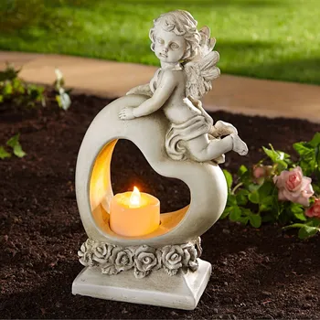 Smuteční dekorace Srdce s andělem 8 x 16 x 25,5 cm