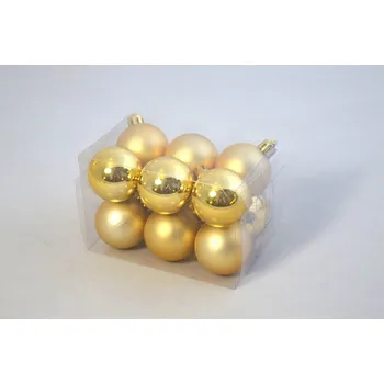 Vánoční dekorace Zlaté koule na vánoční stromek, 12 ks, průměr 20mm