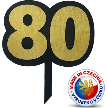 Jedlá dekorace na dort VypálímTi.cz 3D Zápich do dortu - Jubilejní 80