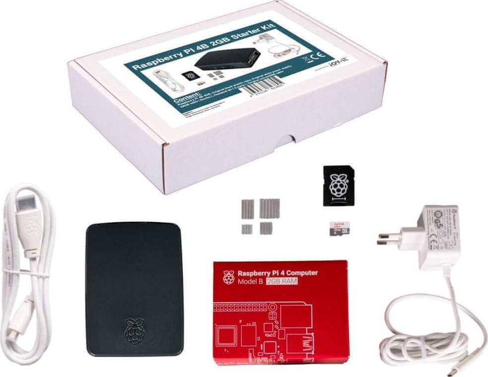 Raspberry Pi 4 2 GB Starterskit | 64 GB-editie | Officiële USB-C-voeding | Officiële
