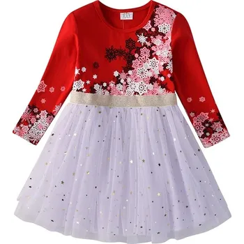 Dívčí šaty Čína Dívčí sváteční šatičky se síťovanou sukní - sněhové vločky a hvězdy Velikost: 110/5T