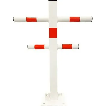 Plotový sloupek Bílo-červený ocelový skládací parkovací sloupek Hedgehog - šířka 47,5 cm, výška 61 cm