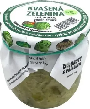 konzervovaná zelenina DOBROTY S PŘÍBĚHEM Kvašená zelenina 340 g zelí, okurka, cibule, česnek