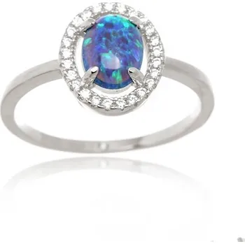 Prsten Dámský stříbrný prsten s modrým opálem STRP0443F