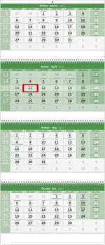 Kalendář Helma365 Čtyřměsíční nástěnný kalendář zelený 2023