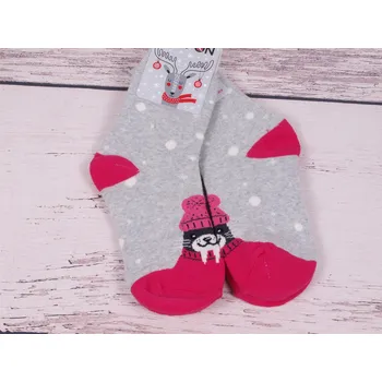 Dětské zimní termo ponožky TREPON MROŽ šedorůžové s mrožem velikosti ponožek: 19-21 ( EUR vel. 29-32)