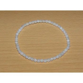 Drahý kámen Měsíční kámen bílý - Náramek - kuličky 4 mm - knk30