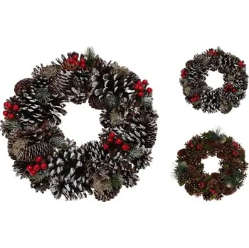 Vánoční dekorace Veniec so šiškami 33 cm, mix /1ks