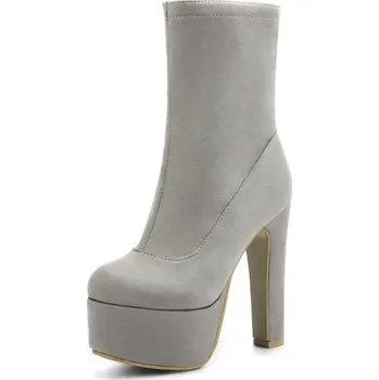 Dámské kozačky Kotníkové boty na vysokém podpatku GoodDayGirl Fashion Barva: Šedá, Velikost: 35