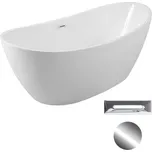 Besco Akrylátová volně stojící vana Ayla 170x80 Barva: Bílá, Rozměry (cm): 170x80, Typ a barva výpustě: Click-Clack s přepadem, chrom