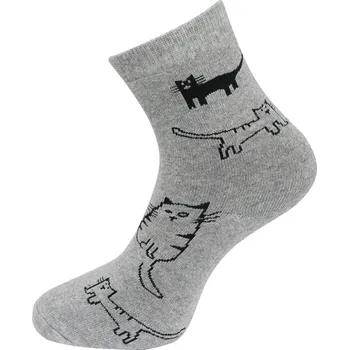 Dámské ponožky Dámské froté ponožky s potiskem koček NV8859- šedé barvy 9001487-2 Velikost ponožek: 35-38