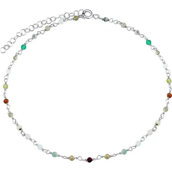 Řetízek Stříbrný řetízek na nohu Arika s mixem pravých kamenů 3mm INS1009AMXS