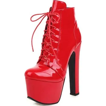 Dámské kozačky Kotníkové boty na podpatku pole dance GoodDayGirl Fashion Velikost: 46, Barva (Varianta): Červená