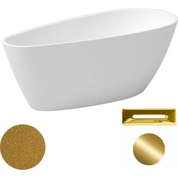 Vana Besco Akrylátová volně stojící vana Goya A-line Glam Z 160x73 (170x80) Barva: Bílá/zlatá, Rozměry (cm): 170x80, Typ a barva výpustě: Click-Clack s přepadem, zlatá